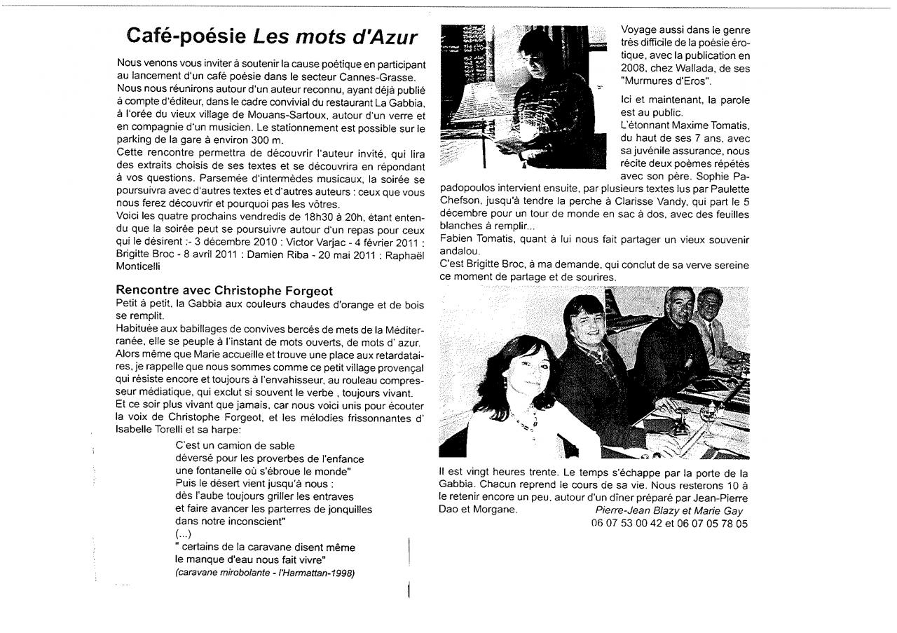 Café-poésie Les Mots d'Azur--Déc.2012